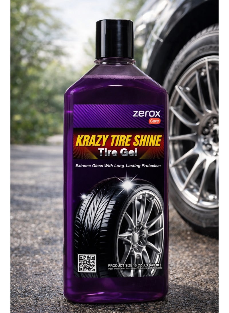 Zerox Krazy Tire Shine Gel – High-Gloss Tire Dressing – Long-Lasting Wet Look Finish – UV Protection & Anti-Fading Formula – 16 oz (473 ml) - Image 1